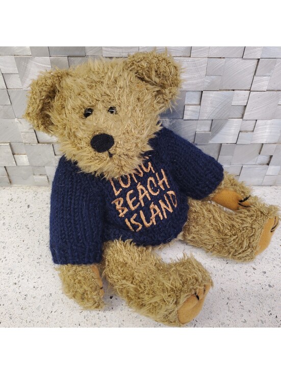 Other - Vintage Teddy bear plush in Long Beach Island sweater 10"